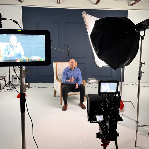A person being filmed